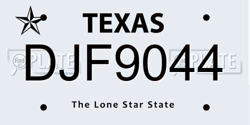 DJF9044 Texas License Plate