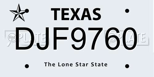 DJF9760 Texas License Plate