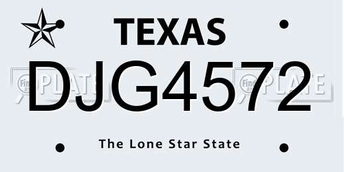 DJG4572 Texas License Plate