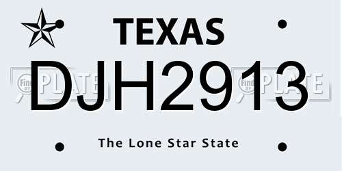 DJH2913 Texas License Plate