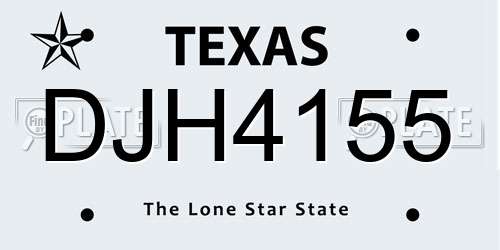 DJH4155 Texas License Plate