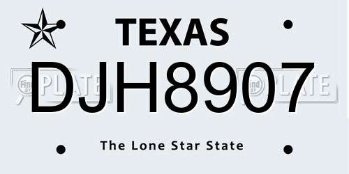 DJH8907 Texas License Plate