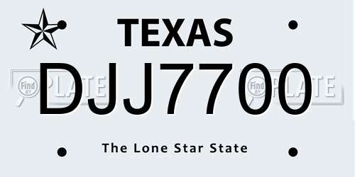 DJJ7700 Texas License Plate