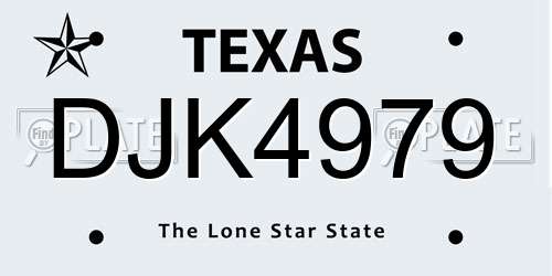 DJK4979 Texas License Plate