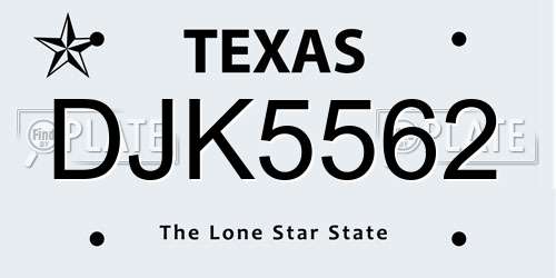 DJK5562 Texas License Plate