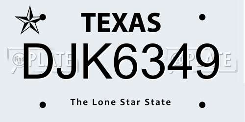 DJK6349 Texas License Plate