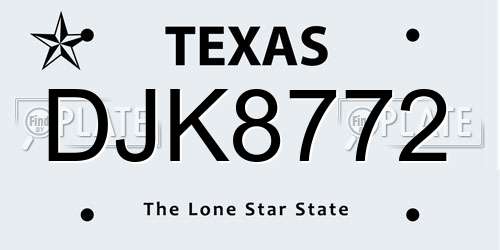 DJK8772 Texas License Plate