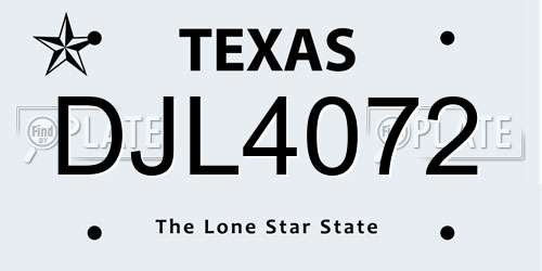 DJL4072 Texas License Plate