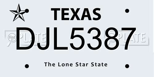 DJL5387 Texas License Plate