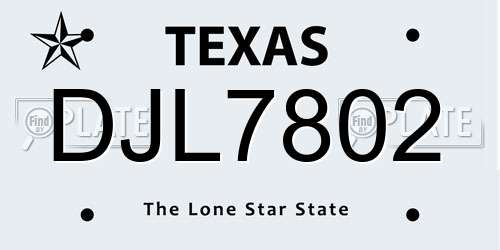 DJL7802 Texas License Plate