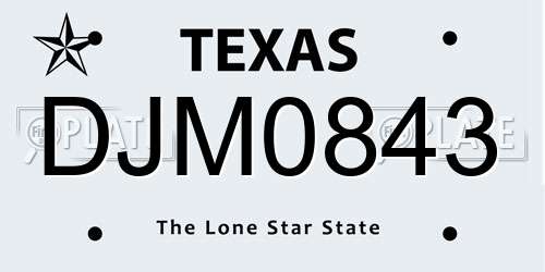 DJM0843 Texas License Plate