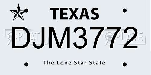 DJM3772 Texas License Plate