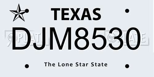 DJM8530 Texas License Plate