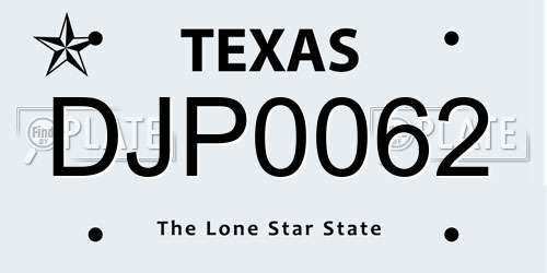 DJP0062 Texas License Plate