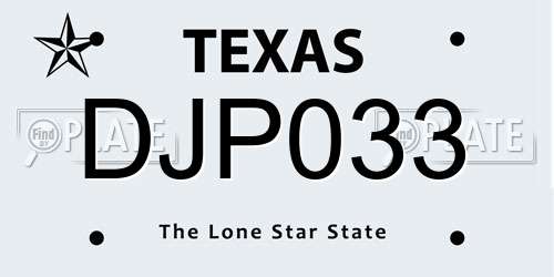 DJP033 Texas License Plate