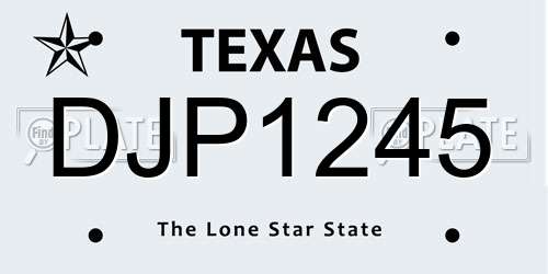DJP1245 Texas License Plate