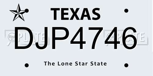 DJP4746 Texas License Plate