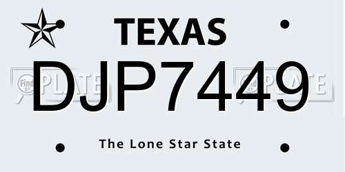 DJP7449 Texas License Plate
