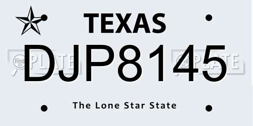 DJP8145 Texas License Plate