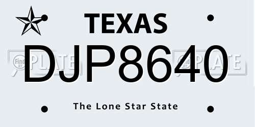 DJP8640 Texas License Plate