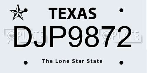 DJP9872 Texas License Plate