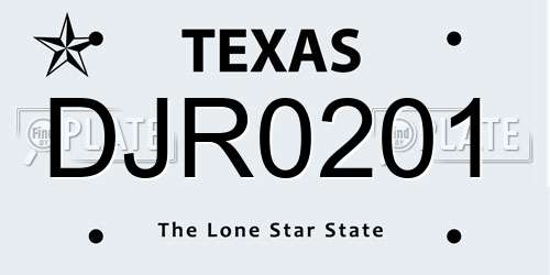 DJR0201 Texas License Plate