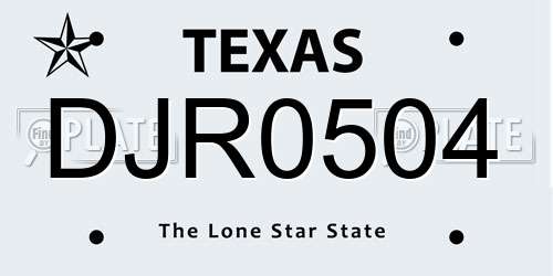 DJR0504 Texas License Plate