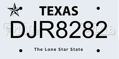 DJR8282 Texas License Plate
