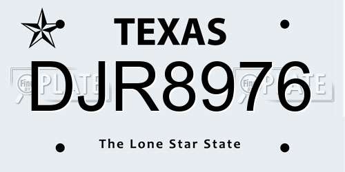 DJR8976 Texas License Plate