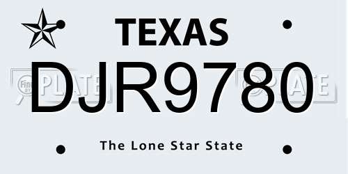 DJR9780 Texas License Plate
