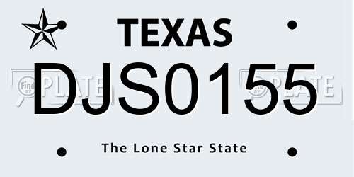 DJS0155 Texas License Plate
