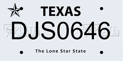 DJS0646 Texas License Plate