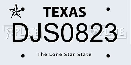 DJS0823 Texas License Plate