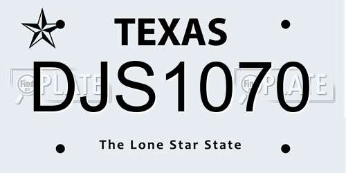 DJS1070 Texas License Plate