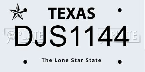 DJS1144 Texas License Plate