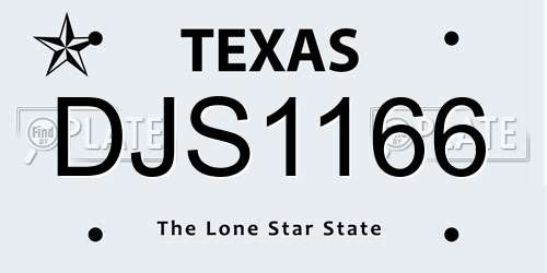 DJS1166 Texas License Plate