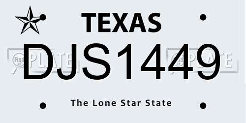 DJS1449 Texas License Plate