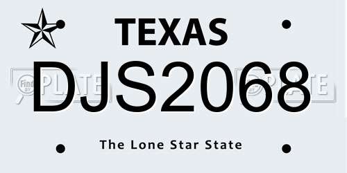 DJS2068 Texas License Plate