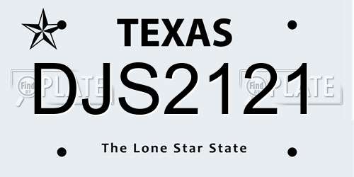 DJS2121 Texas License Plate