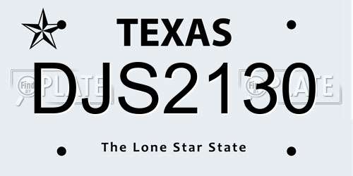 DJS2130 Texas License Plate