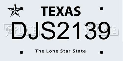 DJS2139 Texas License Plate