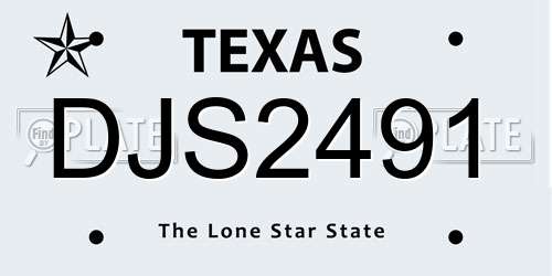 DJS2491 Texas License Plate