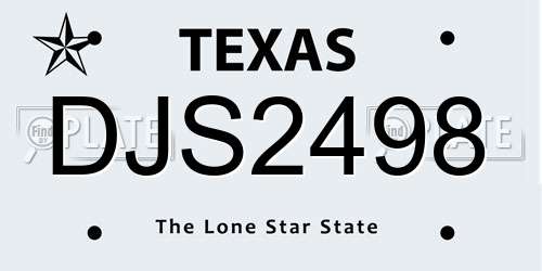 DJS2498 Texas License Plate