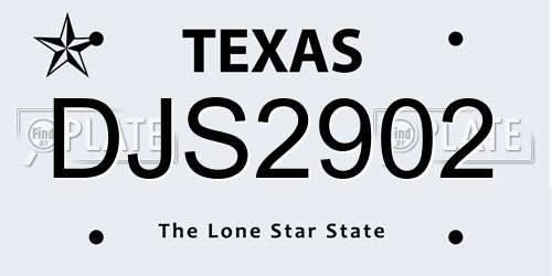 DJS2902 Texas License Plate