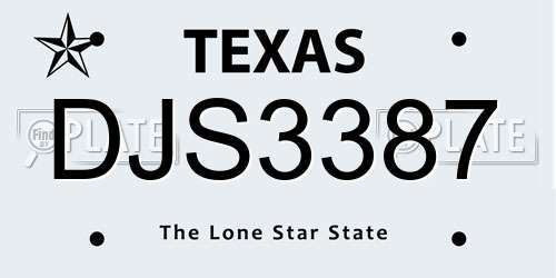 DJS3387 Texas License Plate
