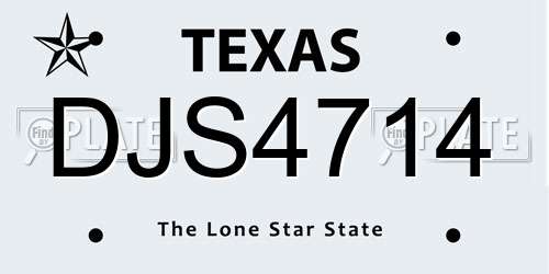DJS4714 Texas License Plate