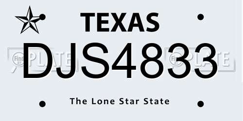 DJS4833 Texas License Plate
