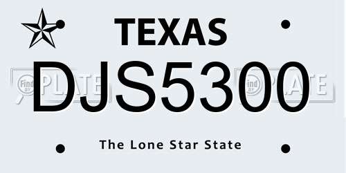 DJS5300 Texas License Plate