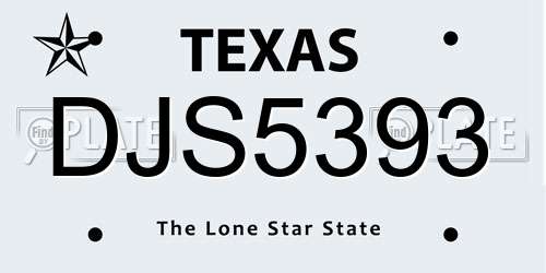DJS5393 Texas License Plate