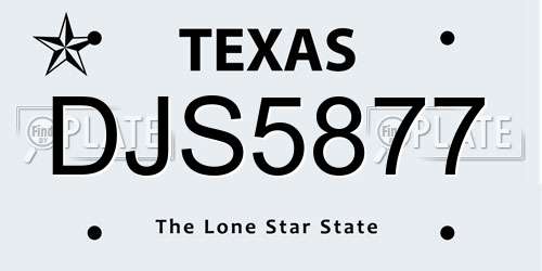 DJS5877 Texas License Plate